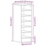 vidaXL Cabinet à chaussures avec étagère Chêne noir 32 x 35 x 90 cm