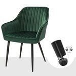 Chaise de salle à manger fauteuil siège rembourrée avec accoudoirs largeur d’assise 49 cm pieds en métal revêtement en velours charge 110 kg pour salon chambre vert 12_0004906