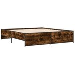 vidaXL Cadre de lit chêne fumé 180x200 cm bois d'ingénierie et métal
