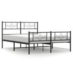 vidaXL Cadre de lit métal avec tête de lit/pied de lit noir 135x190 cm