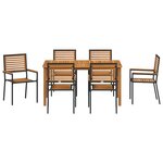 Ensemble de Salle à Manger de Jardin vidaXL 7 Pièces Noir Rattan Poly Acacia