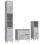 vidaXL Ensemble d'armoires de salle de bain 3 Pièces gris béton