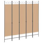 vidaXL Paravent 5 panneaux Beige 200 x 200 cm Tissu