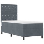 Lit à ressorts avec matelas vidaXL Gris foncé 80x200 cm Velours
