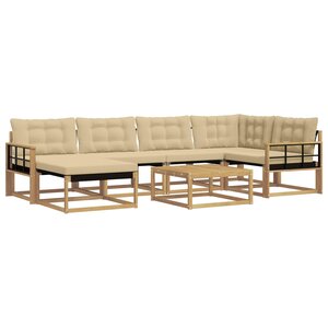 vidaXL Ensemble de canapés d'extérieur 7 pc Blanc et Beige