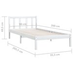 vidaXL Cadre de lit sans matelas blanc bois massif 90x200 cm