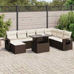 vidaXL Salon de jardin avec coussins 9 Pièces marron résine tressée