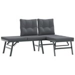 vidaXL Ensemble de bancs de jardin avec coussins 3 Pièces noir