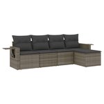 vidaXL Salon de jardin 5 Pièces avec coussins gris résine tressée