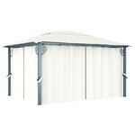 vidaXL Tonnelle avec rideau 400x300 cm Crème Aluminium