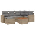 vidaXL Salon de jardin avec coussins 7Pièces mélange beige résine tressée