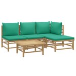 Salon de jardin meuble d'extérieur ensemble de mobilier 5 pièces avec coussins vert bambou 02_0016505