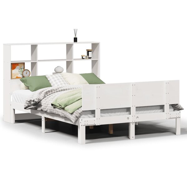 vidaXL Lit bibliothèque sans matelas blanc 140x200 cm bois pin massif
