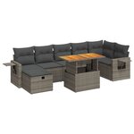 vidaXL Salon de jardin 5 Pièces avec coussins gris résine tressée acacia