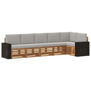 vidaXL Ensemble de canapés d'extérieur 6 pc Naturel et gris clair
