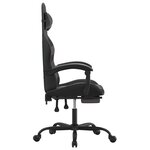 vidaXL Chaise de jeu pivotante et repose-pied Noir et gris Similicuir
