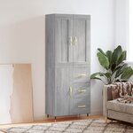 vidaXL Buffet haut Sonoma gris 69 5x34x180 cm Bois d'ingénierie