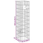 vidaXL Colonne gabion Argent 25 x 25 x 100 cm Acier inoxydable