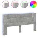 vidaXL Armoire tête de lit avec LED gris béton 180x16 5x103 5 cm