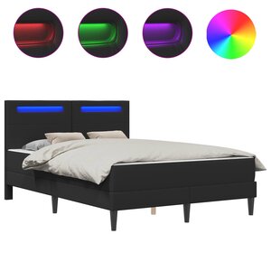 vidaXL Cadre de lit avec bandes LED Noir 160 x 200 cm Simili cuir
