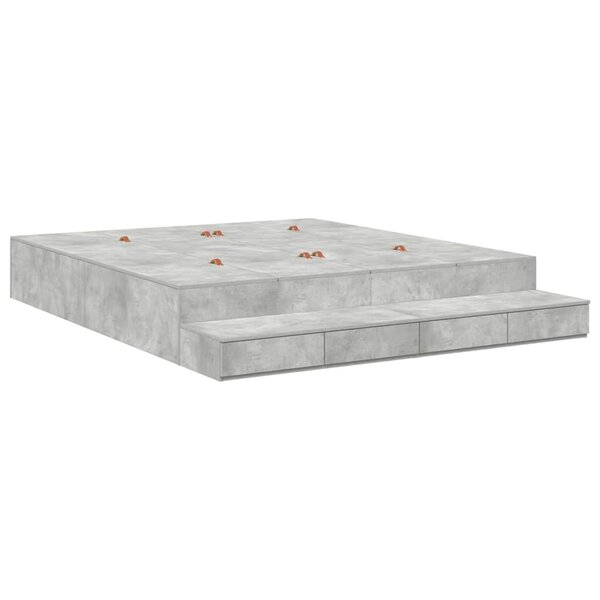 vidaXL Cadre de lit avec rangement Gris béton 236.5 x 200 x 31.5 cm