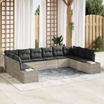 vidaXL Set de Canapés de Jardin 10 pièces avec Coussins Gris Clair Rattan