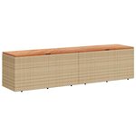 vidaXL Boîte de rangement de jardin beige résine tressée bois d'acacia