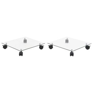 vidaXL Support carré pour plantes 2 Pièces Verre trempé 35 x 35 cm