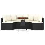 vidaXL Salon de jardin 5 Pièces avec coussins Résine tressée Noir