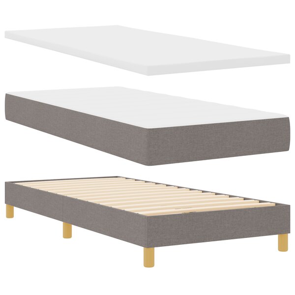 vidaXL Lit avec sommier à ressort et matelas en taupe - 80x200 cm