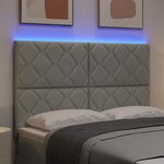 vidaXL Tête de Lit LED Géométrique Gris clair 160 cm Velours