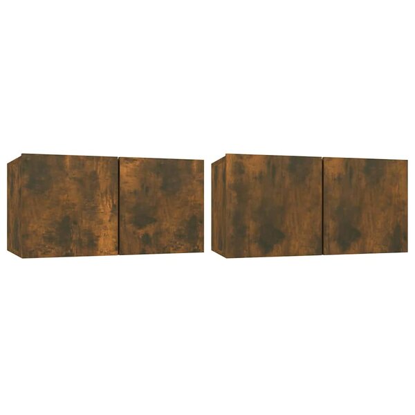vidaXL Meubles TV suspendus 2 Pièces Chêne fumé 60x30x30 cm