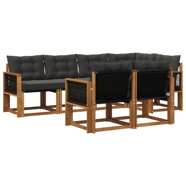 vidaXL Ensemble de canapés d'extérieur 7 pc Naturel et noir