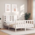 vidaXL Cadre de lit sans matelas blanc bois de pin massif
