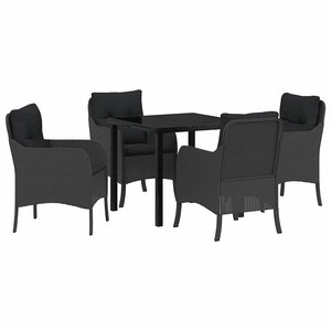 vidaXL Ensemble de salle à manger pour jardin 5 Pièces Noir polyrotin