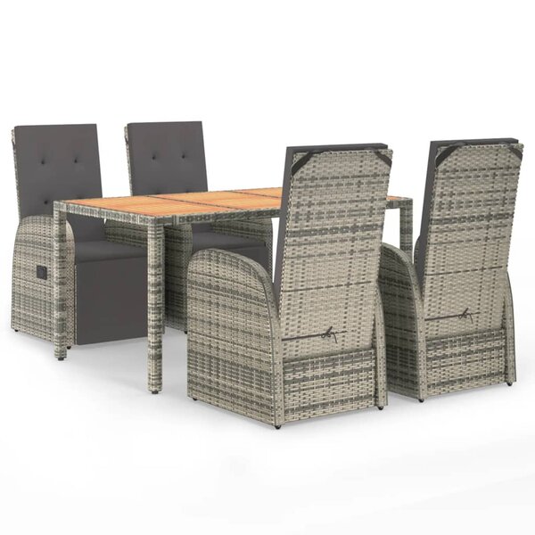 vidaXL Ensemble à manger de jardin 5 Pièces coussins gris résine tressée
