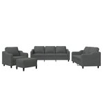 vidaXL Ensemble de canapés 4 Pièces avec coussins Gris foncé Tissu