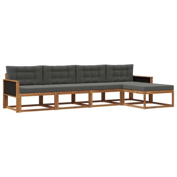 vidaXL Ensemble de canapés d'extérieur 5 pc Naturel et Anthracite