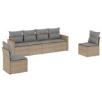 vidaXL Salon de jardin avec coussins 6Pièces mélange beige résine tressée