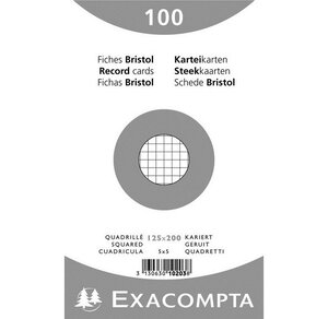 Paquet de 100 Fiches BRISTOL BLANC 125/200 5X5 S/FILM EXACOMPTA
