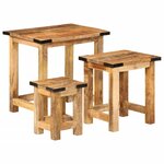 vidaXL Tables d'appoint gigognes 3 Pièces bois de manguier massif brut