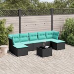 vidaXL Salon de jardin 8 Pièces avec coussins noir résine tressée