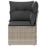 vidaXL Canapé d'angle de jardin et coussins gris clair résine tressée