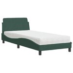 vidaXL Lit avec matelas Dover vert foncé 90x190 cm velours
