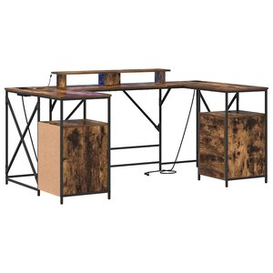vidaXL Bureau Chêne fumé 182 x 101 x 87.5 cm Bois d'ingénierie