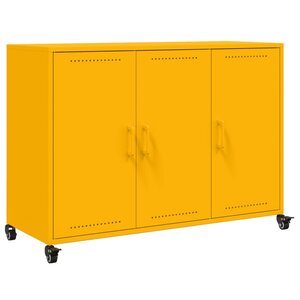 vidaXL Buffet jaune moutarde 100 5x39x72 cm acier
