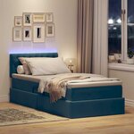 vidaXL Lit de rangement LED avec matelas Bleu foncé 90 x 200 cm