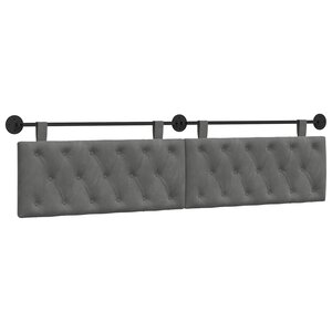 vidaXL Tête de lit suspendue Avec lumière LED Gris foncé Velours