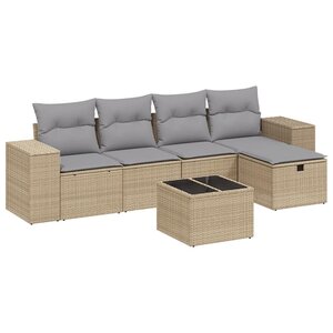 vidaXL Salon de jardin avec coussins 6Pièces mélange beige résine tressée