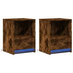vidaXL Armoires de chevet et lumières LED 2 Pièces chêne fumé
